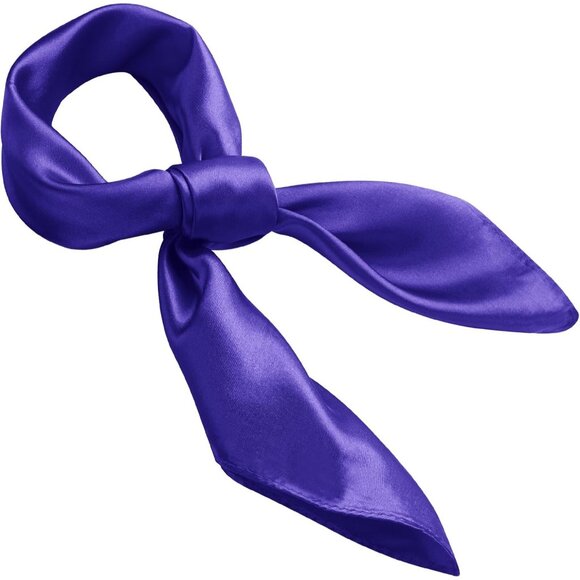 Women's Purple Silk Feeling Scarf 23.6'' Square Satin Scarf Neck Head Bandana - Picture 5 of 7